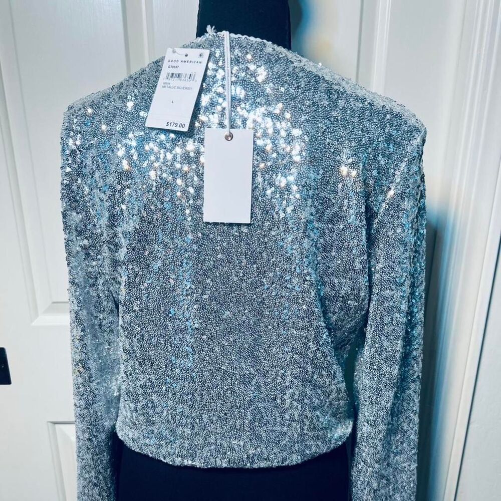 Women's Silver Sequins Cardigan NWT Size L - Picture 2 of 6